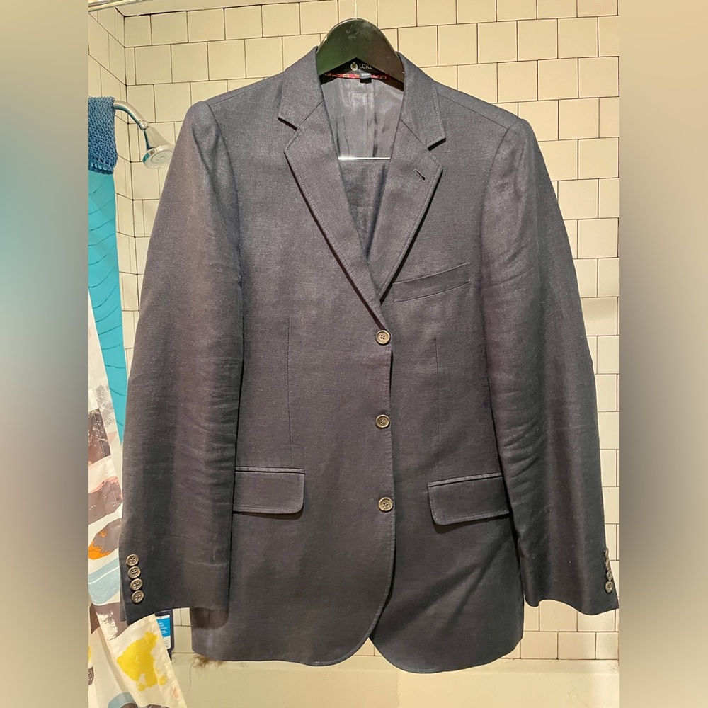 Dark Blue linen suit (coat and pants)